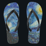 Van Gogh Starry Night. Impressionismus Vintage Kun Flip Flops<br><div class="desc">Van Gogh "The Starry Night" flip Flops.</div>