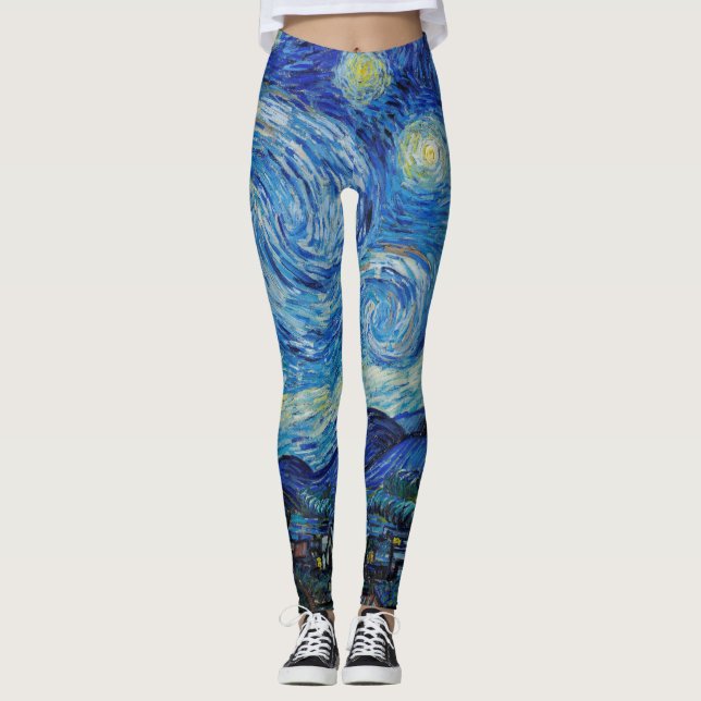Van Gogh Starry Night. Impressionismus Vintage Kun Leggings (Vorderseite)