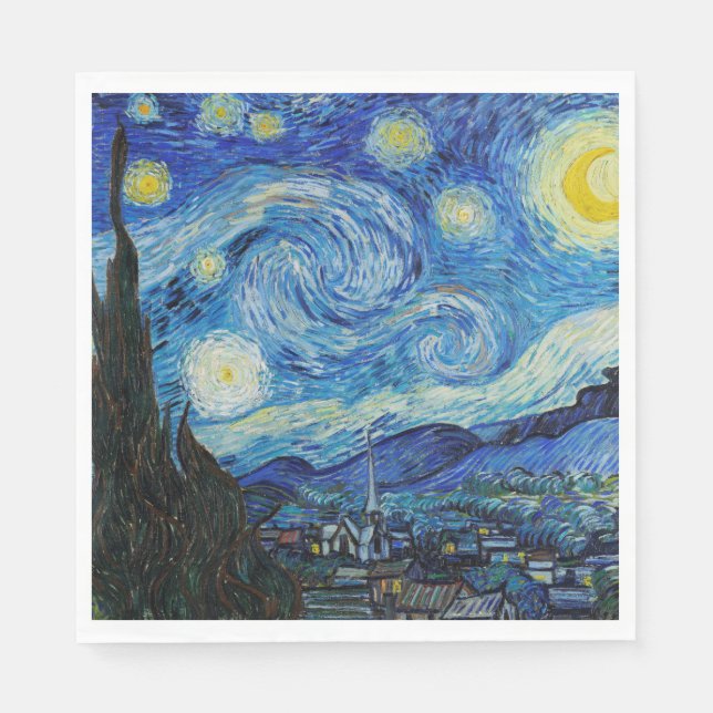 Van Gogh Starry Night. Impressionismus Vintage Kun Serviette (Vorderseite)