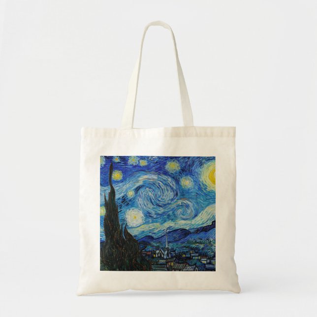 Van Gogh Starry Night. Impressionismus Vintage Kun Tragetasche (Vorne)