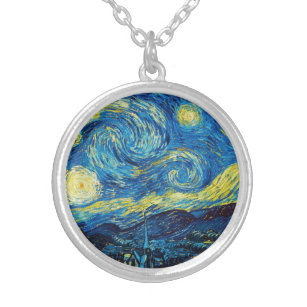 Van Gogh Starry Night Necklace Versilberte Kette