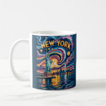 Van Gogh Starry Night New York Liberty Skyline Art