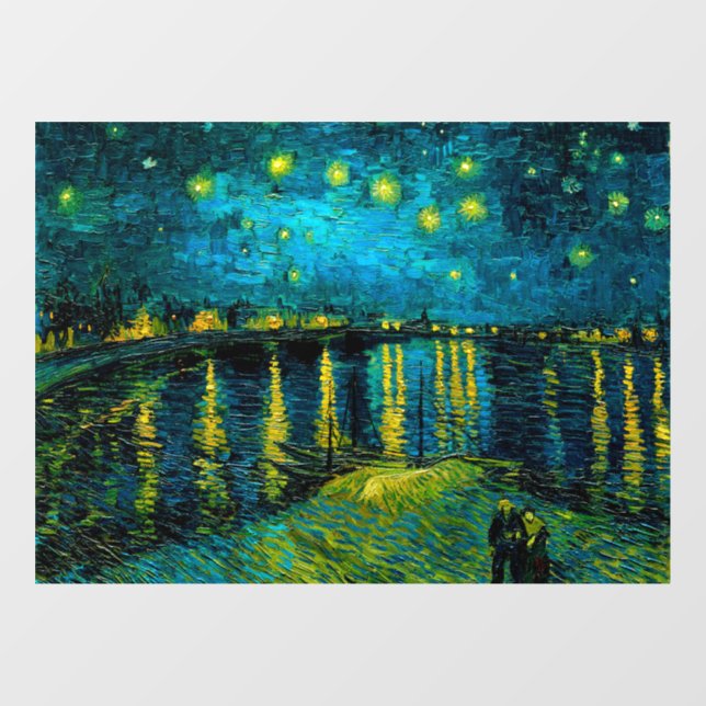 Van Gogh Starry Night Over Rhône Fensteraufkleber (Blatt)