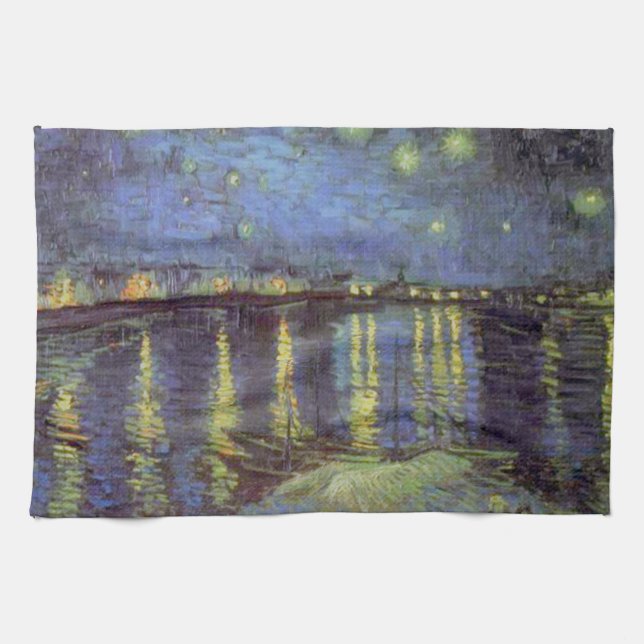 Van Gogh Starry Night Over Rhone Geschirrtuch (Horizontal)