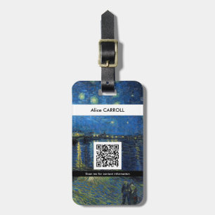 Van Gogh - Starry Night Over Rhone - QR Code Gepäckanhänger