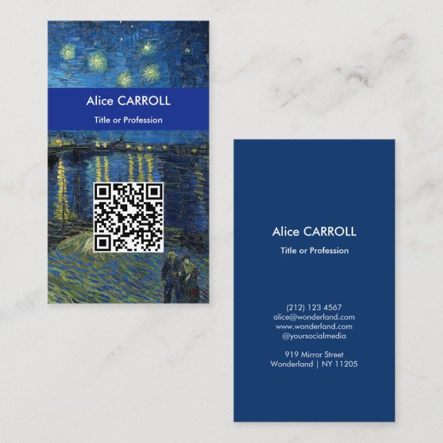 Van Gogh - Starry Night Over Rhone - QR Code Visitenkarte (Vorne/Hinten)