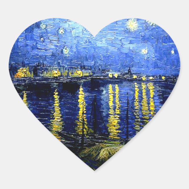 Van Gogh - Starry Night over the Rhone 2020 Herz-Aufkleber (Vorderseite)