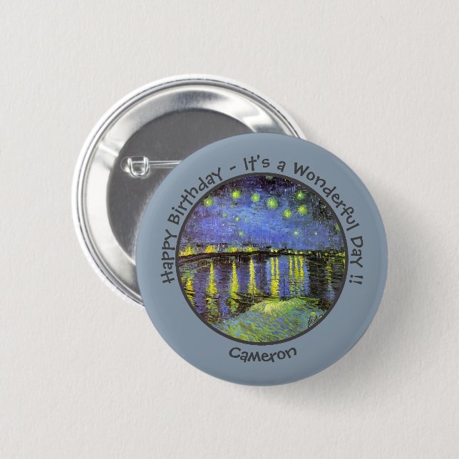 van Gogh Starry Night Over the Rhone Party Items Button (Vorne & Hinten)