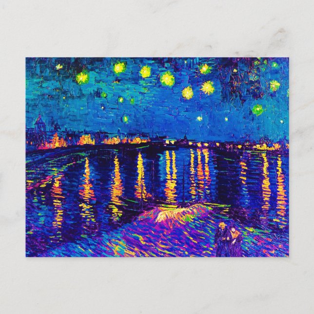 Van Gogh - Starry Night Over the Rhone Pop Art Postkarte (Vorderseite)