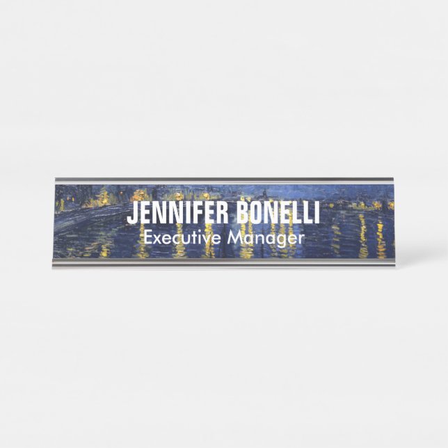 Van Gogh Starry Night Painting Add your Name Schreibtischnamensplakette (Vorderseite )