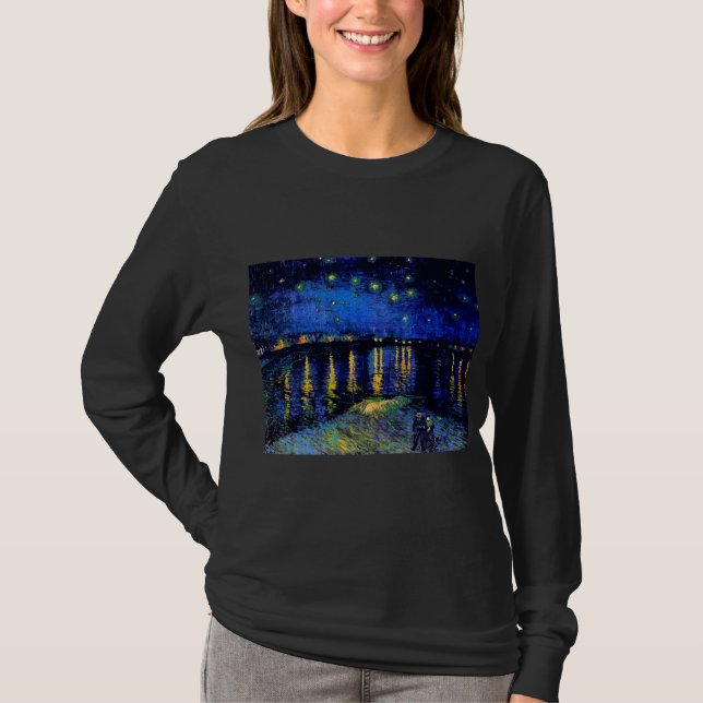 Van Gogh Starry Night Rhone (F474) Fine Art T-Shirt (Vorderseite)