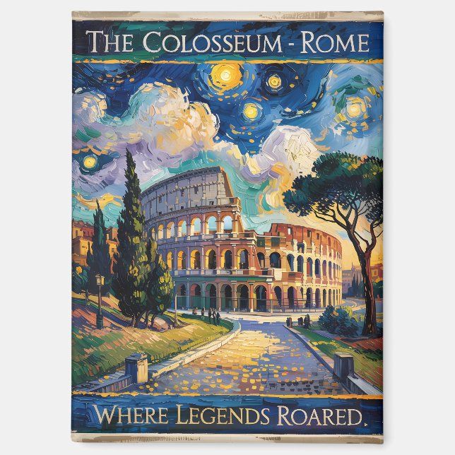 Van Gogh Starry Night Rome Italien Kolosseum Trave Magnet (Vorderseite)