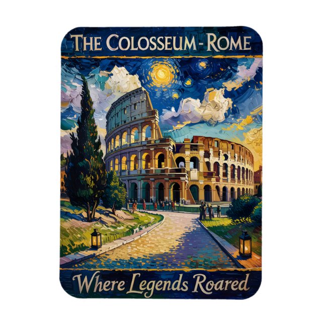Van Gogh Starry Night Rome Kolosseum Italien Reise Magnet (Vertikal)
