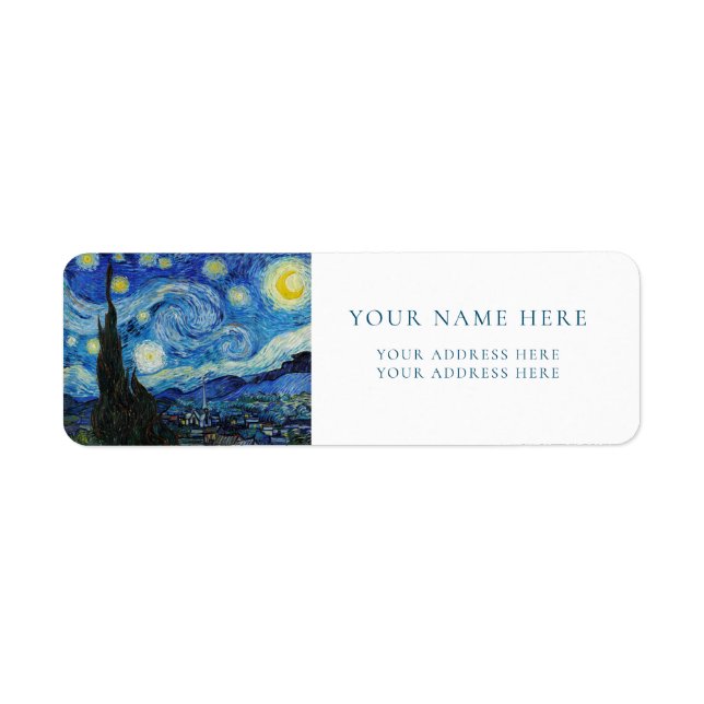 VAN GOGH "STARRY NIGHT" RÜCKKEHR-ADRESSE-ETIKETT (Vorne)