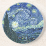 Van Gogh - Starry Night Sandstein Untersetzer<br><div class="desc">Van Goghs berühmtes Gemälde "Die Sternennacht". Während seines am Asyl von Saint Remy in den 1880er Jahren malte van Gogh die sanften Hügel und Zypressenbäume, die er aus seinem Fenster sah. Digitale Verstärkung durch PixDezines.Copyright © 2008-2016 PixDezines.com™ und PixDezines™ auf zazzle.com. Alle Rechte vorbehalten.</div>
