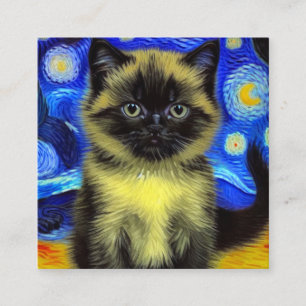 Van Gogh Starry Night Siamese Cat Begleitkarte