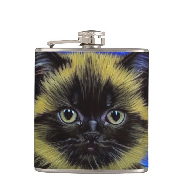 Van Gogh Starry Night Siamese Cat Flachmann (Vorderseite)