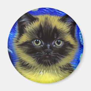 Van Gogh Starry Night Siamese Cat Magnet