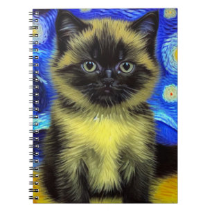 Van Gogh Starry Night Siamese Cat Notizblock