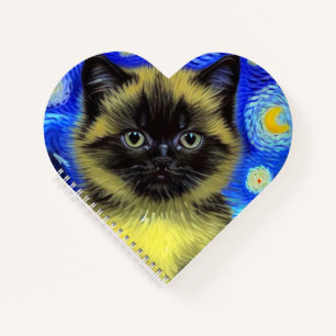 Van Gogh Starry Night Siamese Cat Notizbuch