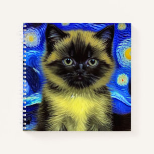 Van Gogh Starry Night Siamese Cat Notizbuch