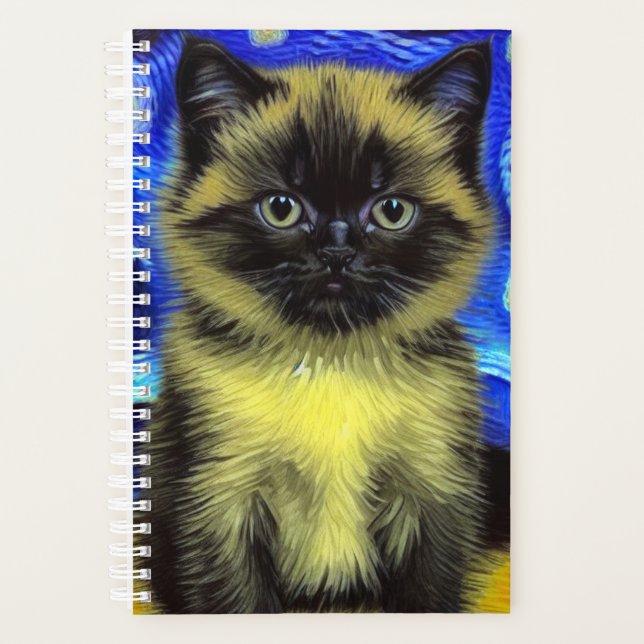Van Gogh Starry Night Siamese Cat Planer (Vorderseite)