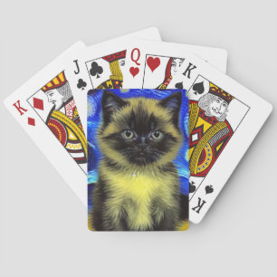 Van Gogh Starry Night Siamese Cat Spielkarten