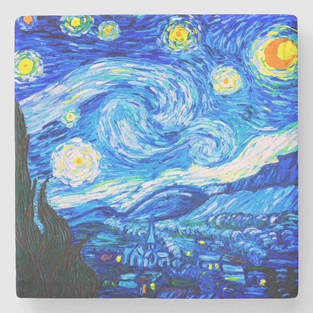 Van Gogh Starry Night Steinuntersetzer (Vorderseite)