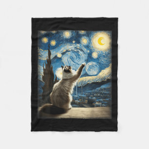 Van Gogh Starry Night Style Artistic Ragdoll Chat Fleecedecke