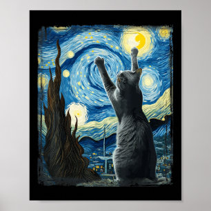 Van Gogh Starry Night Style Artistic Russian Blue Poster