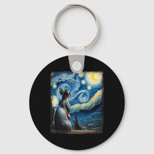 Van Gogh Starry Night Style Artistic Sphynx Cat Schlüsselanhänger