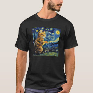 Van Gogh Starry Night Tabby Cat Shirt
