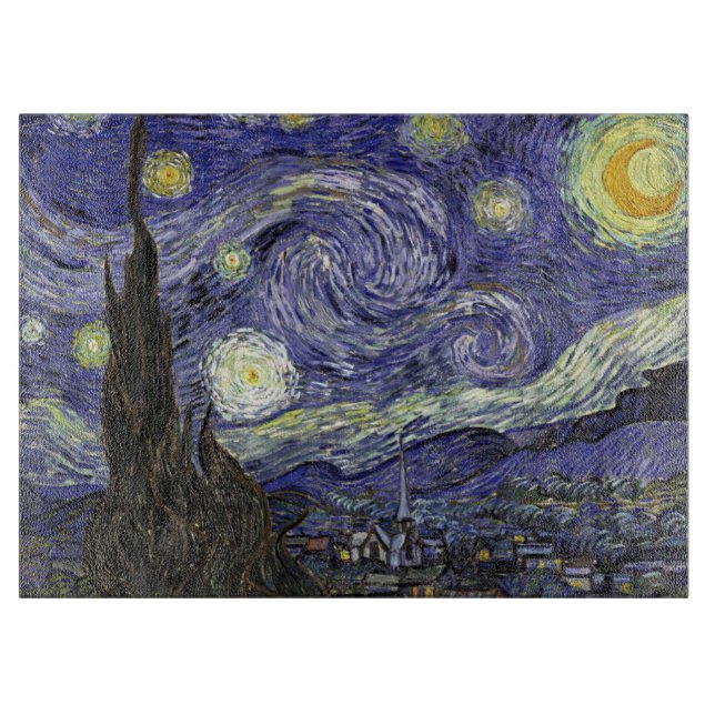 Van Gogh Starry Night Tempered Glass Cutting Board Schneidebrett (Vorderseite)