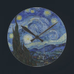 Van Gogh Starry Night Wall Clock Runde Wanduhr<br><div class="desc">Vincent van Goghs fine art masterpiece on a clock for your wall.</div>