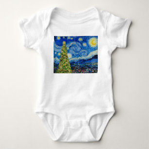 Van Gogh Starry Night - Weihnachtsbaum Baby Strampler