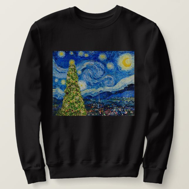 Van Gogh Starry Night - Weihnachtsbaum Sweatshirt (Design vorne)