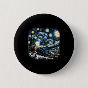 Van Gogh Starry Night Weihnachtsschnee Button
