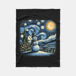 Van Gogh Starry Night Weihnachtsschneemann Winter Fleecedecke