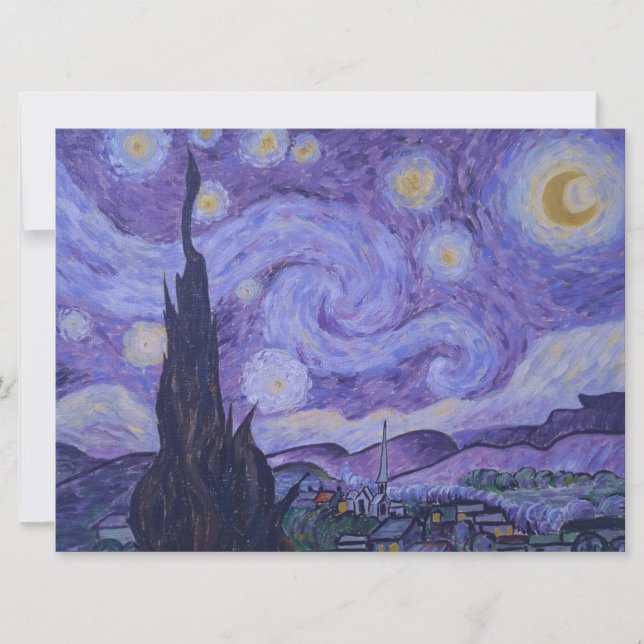 Van Gogh Starry Nuit Violet Art Imprimer Carte Pla (Devant)