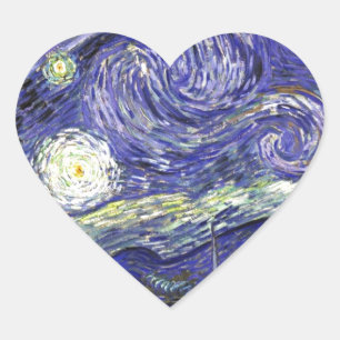 Van Gogh Sternennacht Herz-Aufkleber