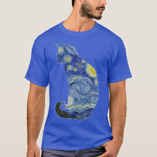 Van Gogh Sternennacht Katze Kunst Van Gogh Malerei T-Shirt