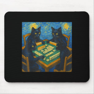 Van Gogh Sternennacht Katze spielt Mahjong chinesi Mousepad