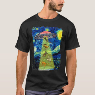 Van Gogh Sternennacht Kunst, Lustige Galaxie Katze T-Shirt
