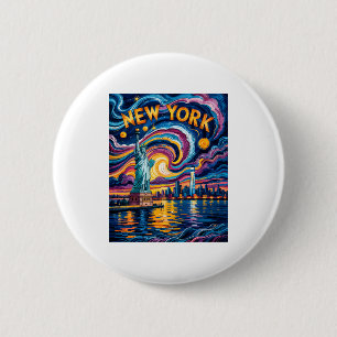 Van Gogh Sternennacht Kunst New York Liberty Skyli Button