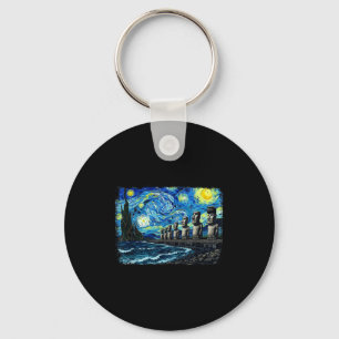 Van Gogh Sternennacht Moai Osterinsel Chile Reise Schlüsselanhänger