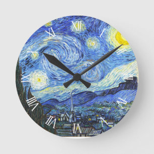 Van Gogh Sternennacht Römische Ziffern Runde Wanduhr