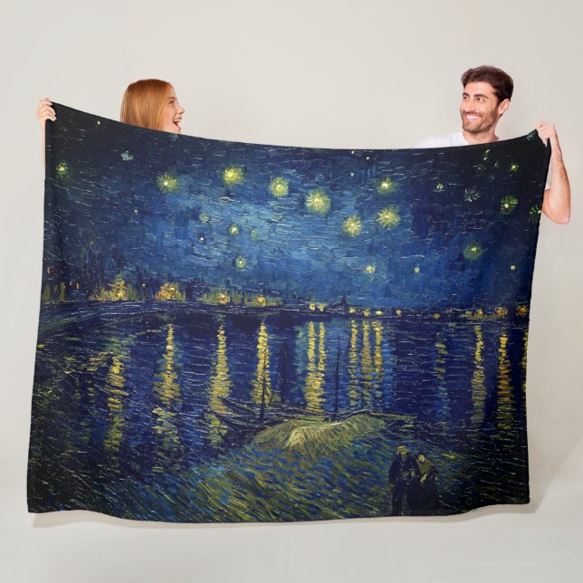 Van Gogh Sternennacht über der Rhone Fleecedecke (Beispiel)