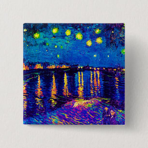 Van Gogh - Sternennacht über der Rhone Pop Art Button