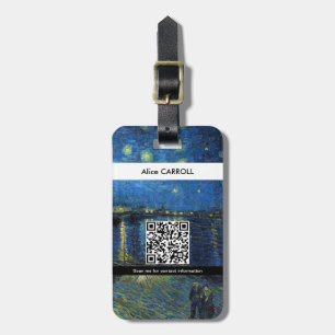 Van Gogh - Sternennacht über der Rhone - QR Code Gepäckanhänger