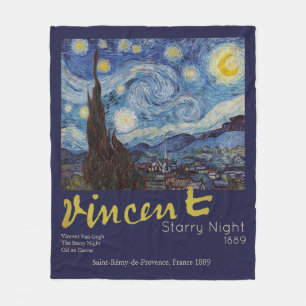 Van Gogh Sternennacht Vintage Blau Meisterwerk Fleecedecke